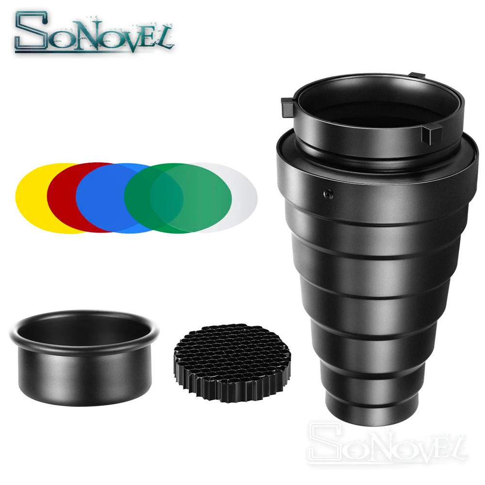 

Godox SN-01 With Color Filter Conical Snoot Studio Flash Accessories Honeycomb Grid Light For Bowens Mount Studio Strobe Flash