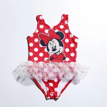 Детский купальный костюм для малышей, в горошек, с Микки Маусом, цельный костюм, купальный костюм, детская пляжная одежда, YH-YZ19-065
