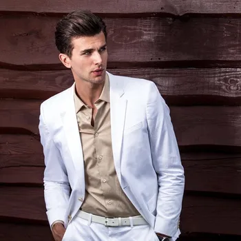 

Summer White Men Suit Slim Fit 2 Pieces Men Tuxedos For Party Prom Wedding Mens Suits Terno Masculino (Jacket+Pants)
