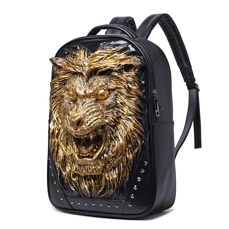 

Trendy Backpack,Personalized trend Fashion backpacks,Lion head large and middle school student schoolbag,Computer Backbag