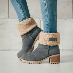 DAOKFPO/новые женские ботинки, зимние уличные теплые ботинки на меху, непромокаемые женские зимние ботинки, короткие ботинки на толстом