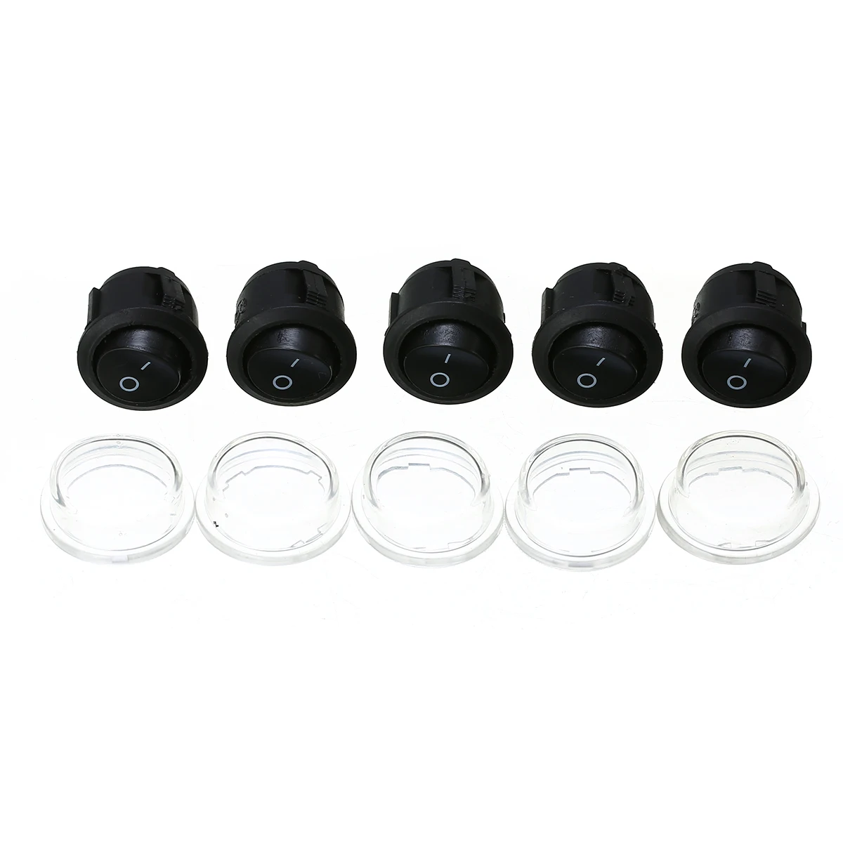 

5PCS/Set Hot Sale Black 2 Pins ON-OFF SPST Round Dot Car Boat Rocker Toggle Switch + Waterproof Cover Clear Protection