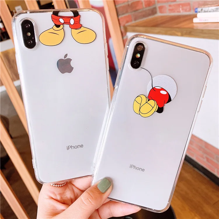 

Case mickey mouse tail for iphone 8 case capa for iphone 8plus 7plus 7 8 transparent cute women cover xr xs x clear soft fundas