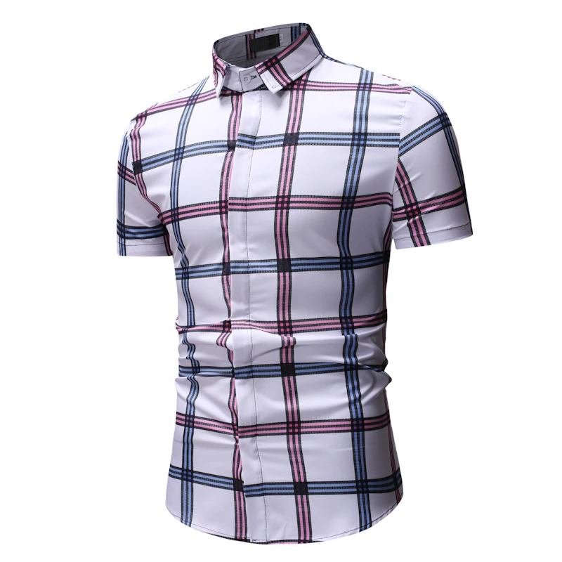 2020 new fashion plaid casual men's shirt summer youth fashion urban trend large size short sleeve shirt hot sale XXXL 2020 new fashion plaid casual men's shirt summer youth fashion urban trend large size short sleeve shirt hot sale XXXL