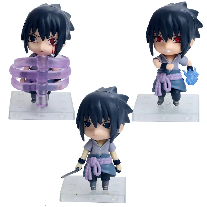 

3pcs/Set Naruto Uchiha Sasuke Q Ver. Assembled Movable PVC Action Figure Cute Multiple Collection Model Ornaments 10cm
