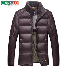 CARTELO/Марка Зима 90% Утка S-XXXL Случайные Businese Пуховик Зима Стенд Меховой Воротник Куртки Мужские Теплый Толстый Слой для Мужчин