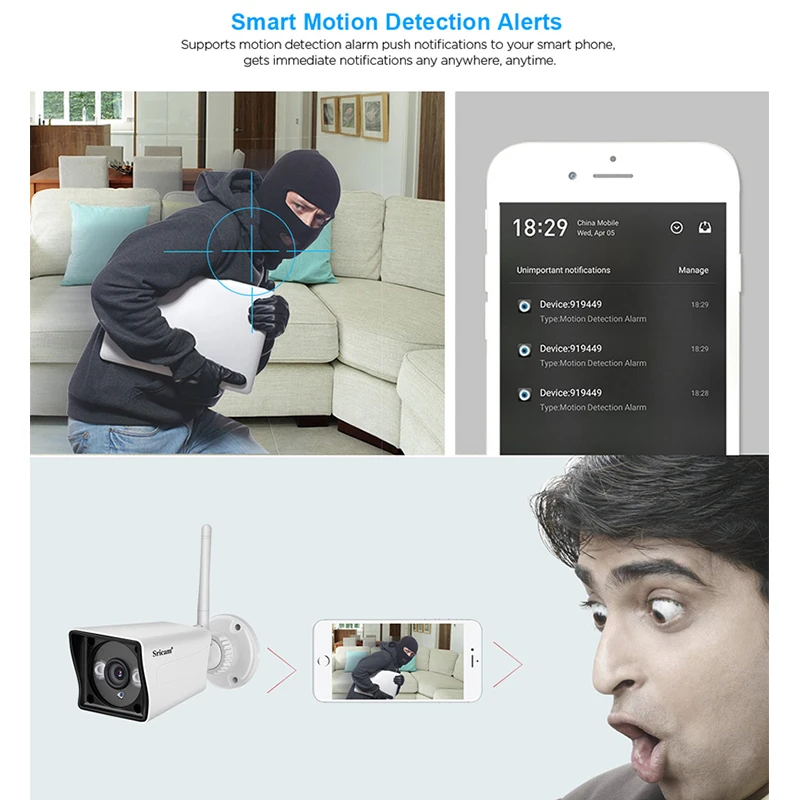 Sricam SP023 2.0MP Wifi IP камера 4X Zoom 1080P наружная беспроводная ONVIF CCTV Водонепроницаемая