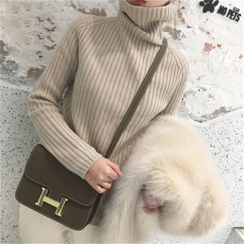 Gejas Ainyu autumn winter cashmere sweater female pullover high collar turtleneck women solid color lady basic | Женская одежда