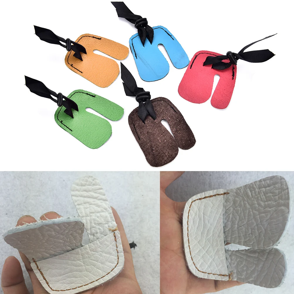 1 PCS PU Leather Archery Finger Guard Protection Pad Glove Tab Bow