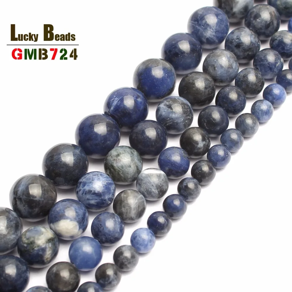 

wholesale 4 6 8 10 12mm Natural Old Blue Sodalite Round Beads 15.5inch/strand Pick Size Free Shipping-F00116
