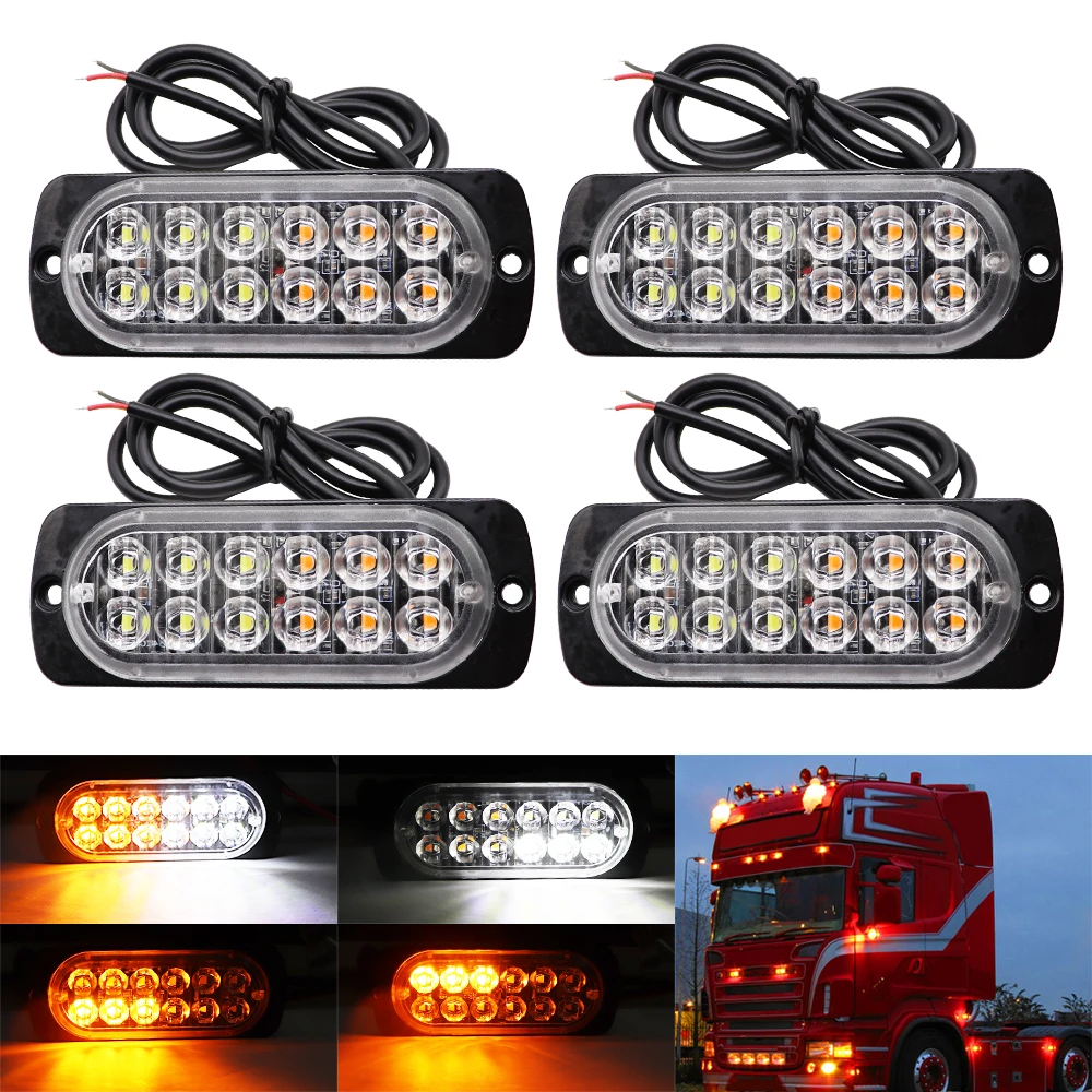 

12 LED Strobe Warning Light Grille Flashing Breakdown Emergency Light Motorcycle Car Truck Beacon Lamp Traffic Signal Light 12V