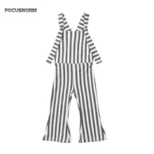 Одежда для детей; малышей; девочек полосатый чулок длинные Брюки для девочек Комбинезоны для девочек Комбинезон клеш наряды одежда Одежда и аксессуары для девочек