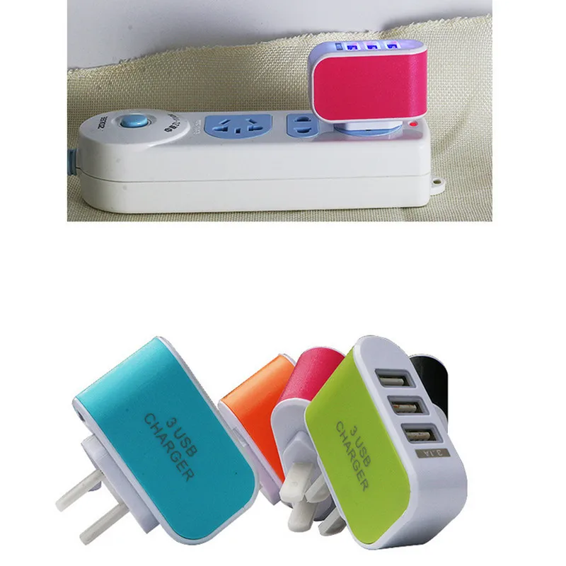 

5V 1A Smart Travel 3 USB Charger Adapter Wall Portable EU US Plug Mobile Phone Charger for iPhone Samsung Xiaomi Tablet