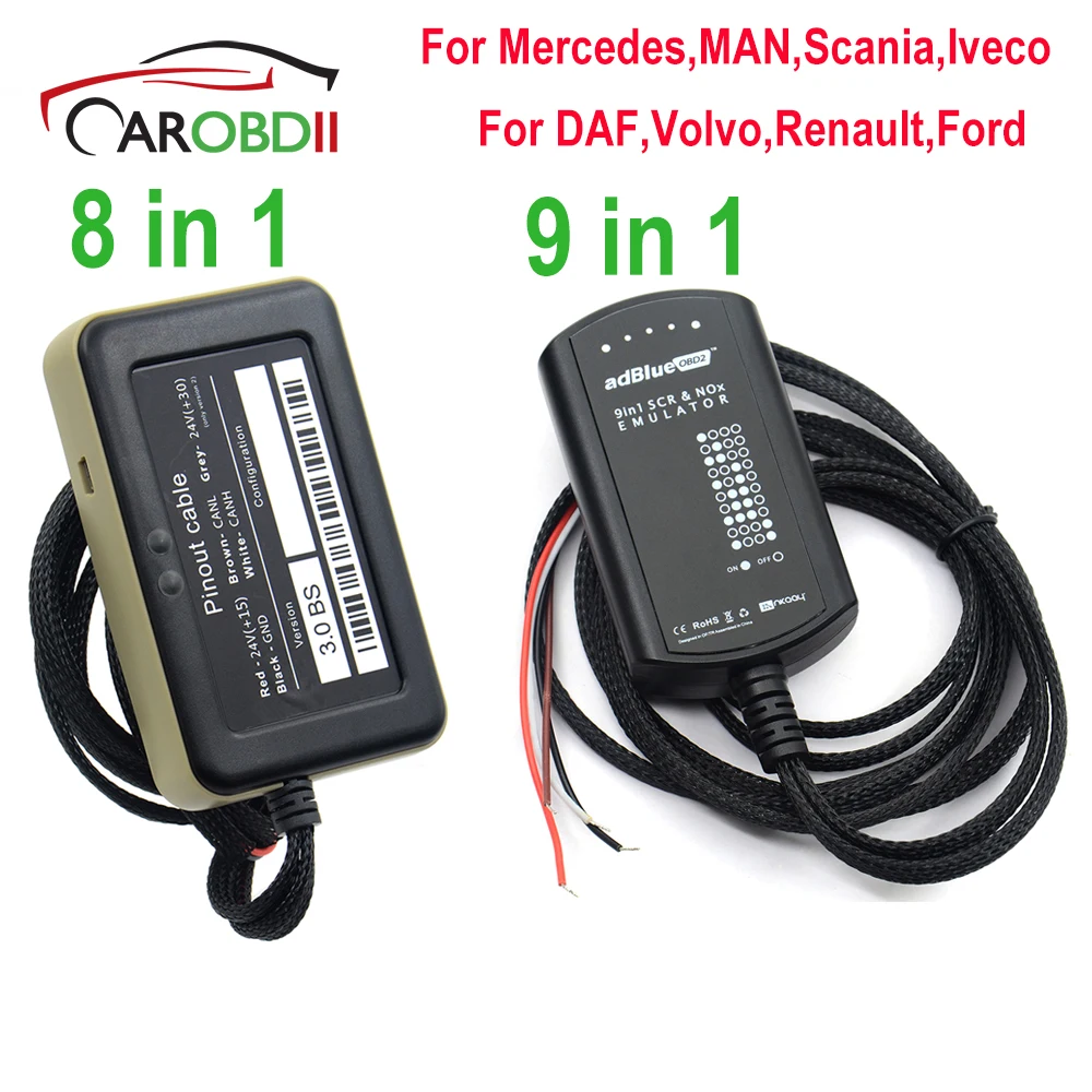 

Adblue 9 in 1,8 in 1 Emulation Box Nox Sensor trucks diagnostic tool for Mercedes MAN Scania Iveco DAF Volvo Renault For Ford