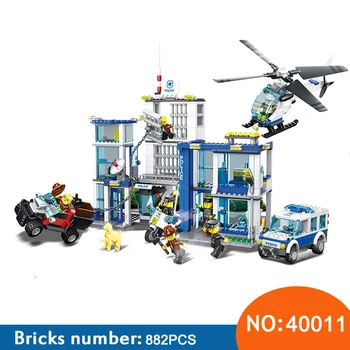 

WANGE 40011 882Pcs CITY series Police headquarters Model Building Blocks Set Bricks Toys For Children Bevle Gift