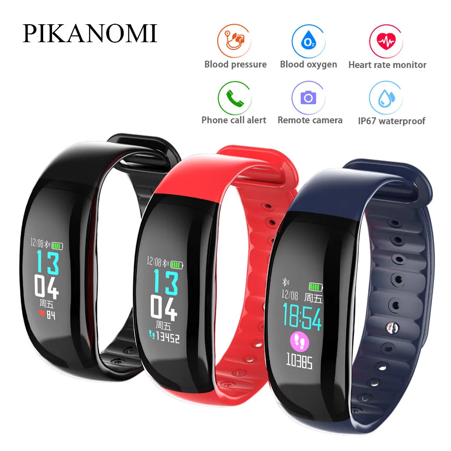 

Smart Bracelet Heart Rate Monitor Fitness Tracker Color Touch Screen Smart Wristband Bluetooth Sport Band For Android IOS Phone