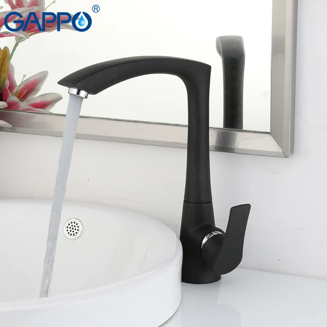 Best Offers GAPPO Kitchen Faucet deck mount waterfall basin mixer taps black bathroom basin mixer faucet waterfall faucets                  