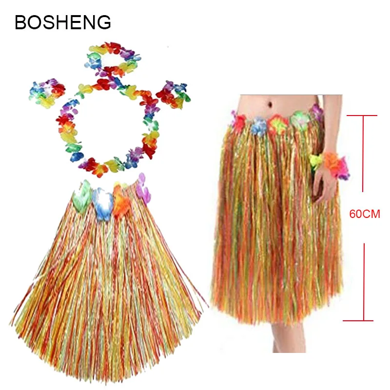 5pcs/set Adult Women luau hula dance skirts Plastic Fibers Grass Skirts