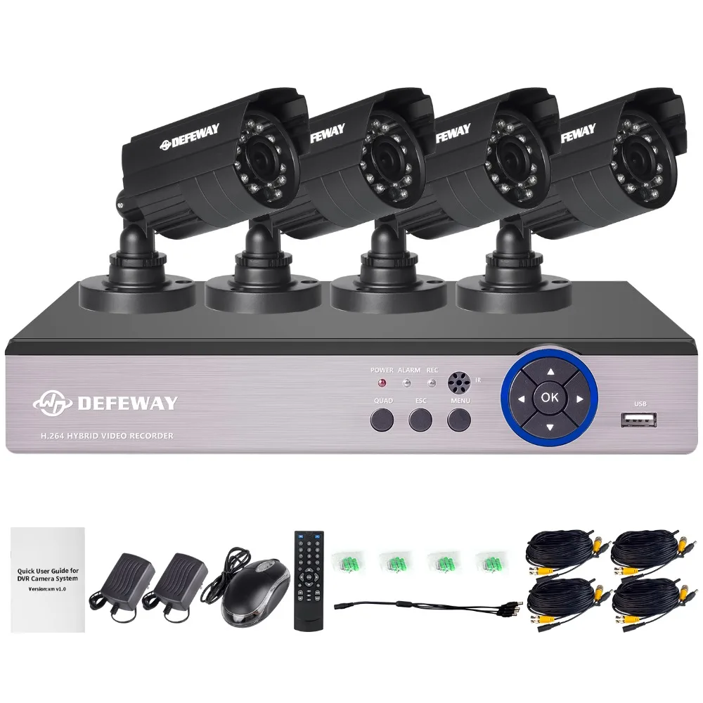 DEFEWAY 4CH 720 P CCTV Системы мини камера для использования на открытом воздухе HD Регистраторы 4ch HDMI P2P видеонаблюдения DVR Дома Видеонаблюдения