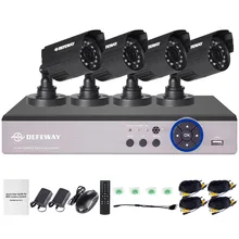 DEFEWAY 4CH 720P CCTV System Outdoor Mini Camera HD Recorder 4ch HDMI P2P CCTV DVR Security Home Video Surveillance Hot Sale