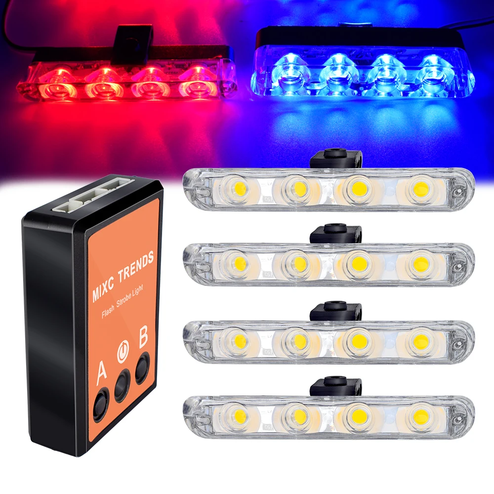 4x4 Leds Warning Police Strobe Light DC 12V Auto LED DRL Car Truck Flashing Firemen Flasher Ambulance Emergency Fog Lamps | Автомобили и