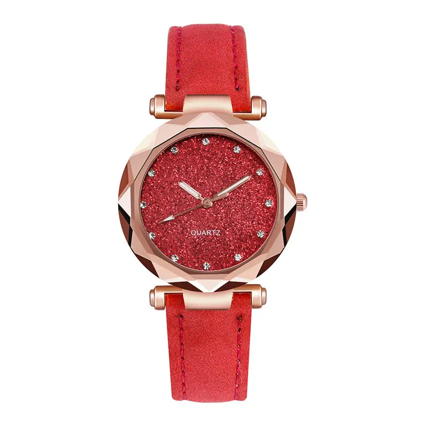 Ladies Watch Fashion Women's Watches Casual Leather Band Crystal Dial Quartz Wrist Watches Relogio Feminino zegarki damskie W50