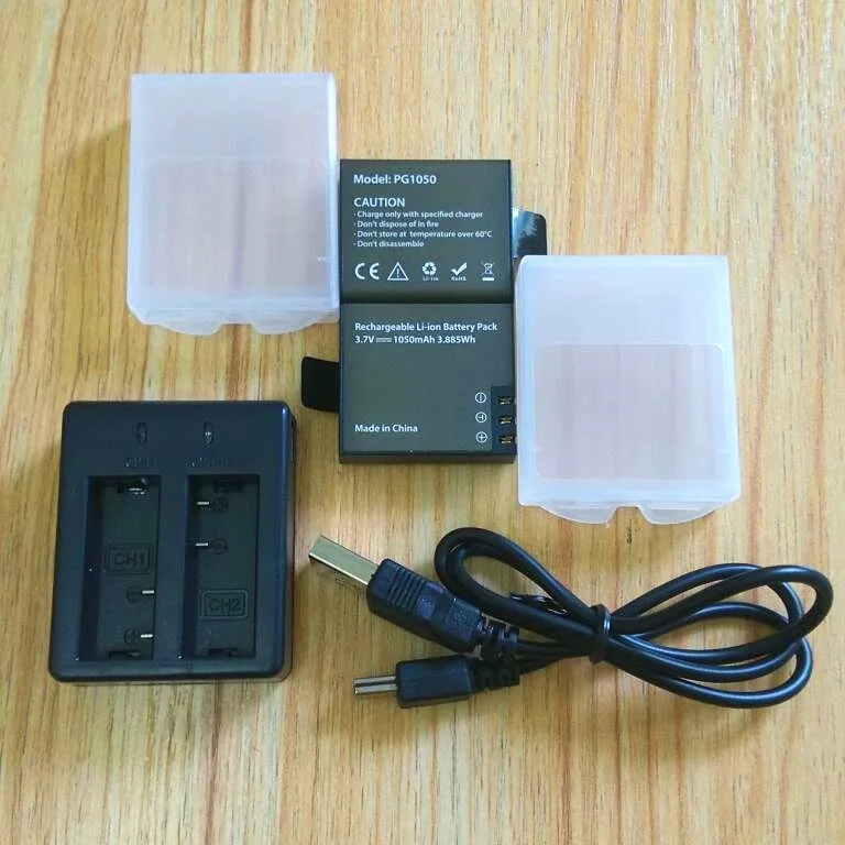 Action Camera Accessory Original SJCAM EKEN Accessories Battery Charger 1350/1050mAh Battery Dual Charger for Sj4000 Sj5000 EKEN H9R H5/6S Action Camera