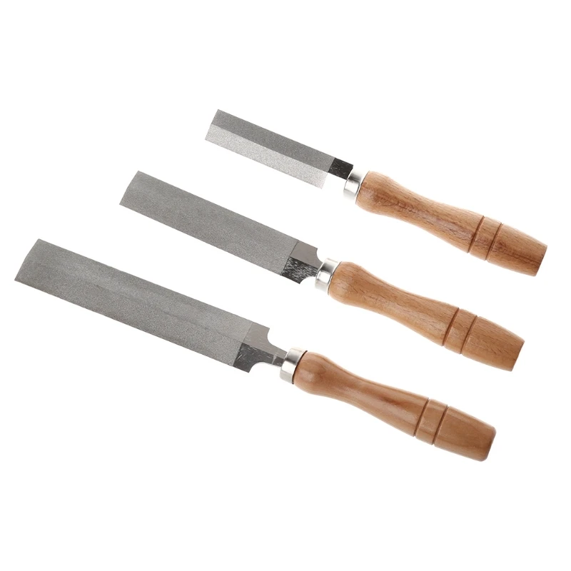 

1pc Diamond Rhombus File Guitar Tool Accessories Cord Fine Grind Wooden Handle