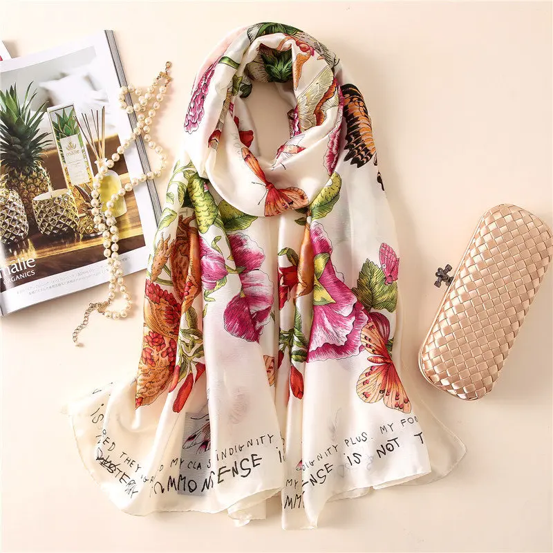 fashion spring summer women scarf silk scarves classic female shawl Foulard ladies Beach cover-ups wrap bandanna muffler pareo - Цвет: 04