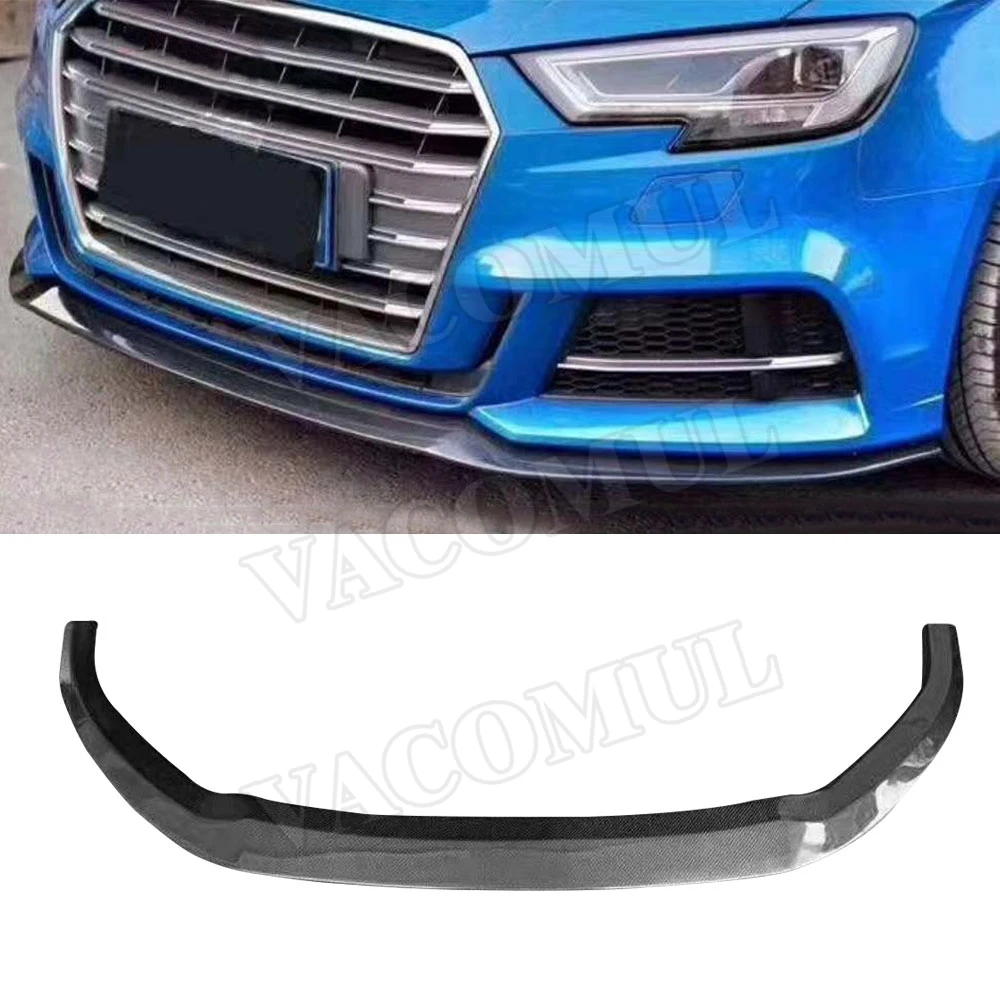 Carbon Fiber Front Bumper Lip Spoiler for Audi A3 Sline S3 Sedan 4 door Not A3 Standard 2017 2018 Car Styling Carbon Fiber Front Bumper Lip Spoiler for Audi A3 Sline S3 Sedan 4 door Not A3 Standard 2017 2018 Car Styling
