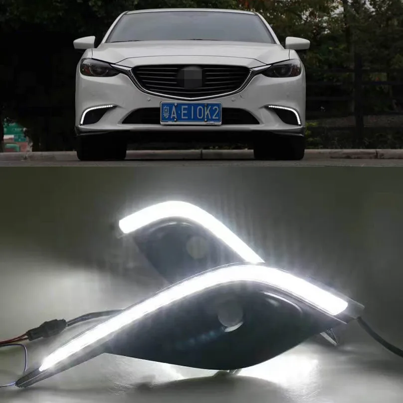 Автомобильный мигающий 2 шт. светодиодный дневный ходовой светильник DRL для дневных ходовых огней, противотуманный светильник s для Mazda 6 Mazda6 Atenza