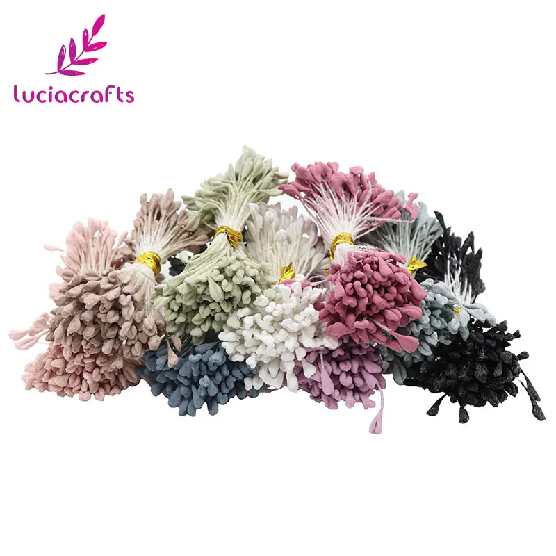 Lucia crafts 900 шт./лот 3 мм Смешанные 9 цветов матовый двойной цветок с головками stamen pistil торт украшения для самодельного изготовления C1203