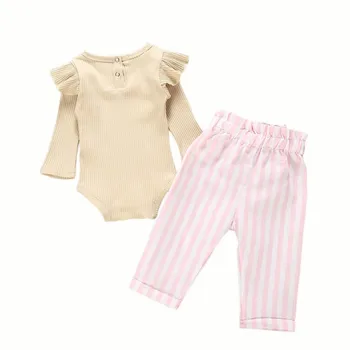 Autumn Baby Clothes Adorable Long Sleeve Stripe Print Outfits Girl  Romper Tops 5