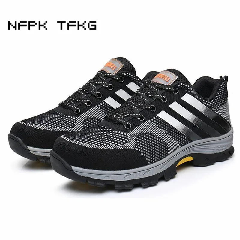 top quality men large size breathable mesh steel toe caps