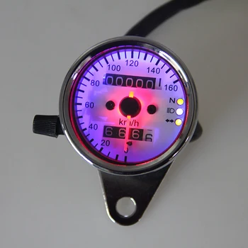 

POSSBAY Universal Motocross Motorcycle Speedometer Odometer Gauge Backlight Dual Speed Meter With LED Indicator DC 12V 0~160km/h