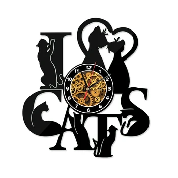 

new fashion real quartz wall clocks acrylic watch fashion modern still life cat patter home decor horloge digital clock