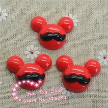 50 шт. 23*30 мм красный Микки с усами Смола плоская спина, кабошон волос Лук Центр Скрапбукинг