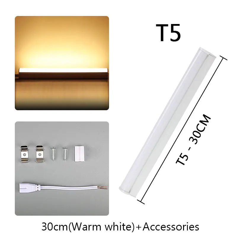 ПВХ Пластик 10 Вт 6 Вт светодиодный трубки T5 светильник 220V 240V 60 см 30 светодиодный T5 светильник светодиодный настенный светильник холодный белый Светодиодный дневной T5 Neon - Испускаемый цвет: T5-30CM WARM WHITE