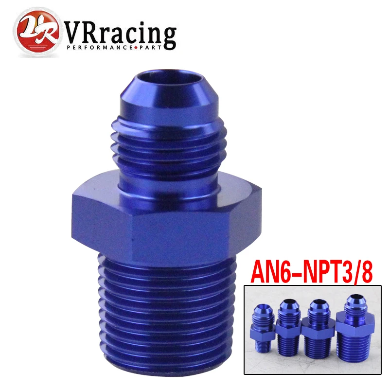 VR RACING (AN6 NPT3/8) AN6 to 3/8 NPT Straight Adapter Flare Fitting