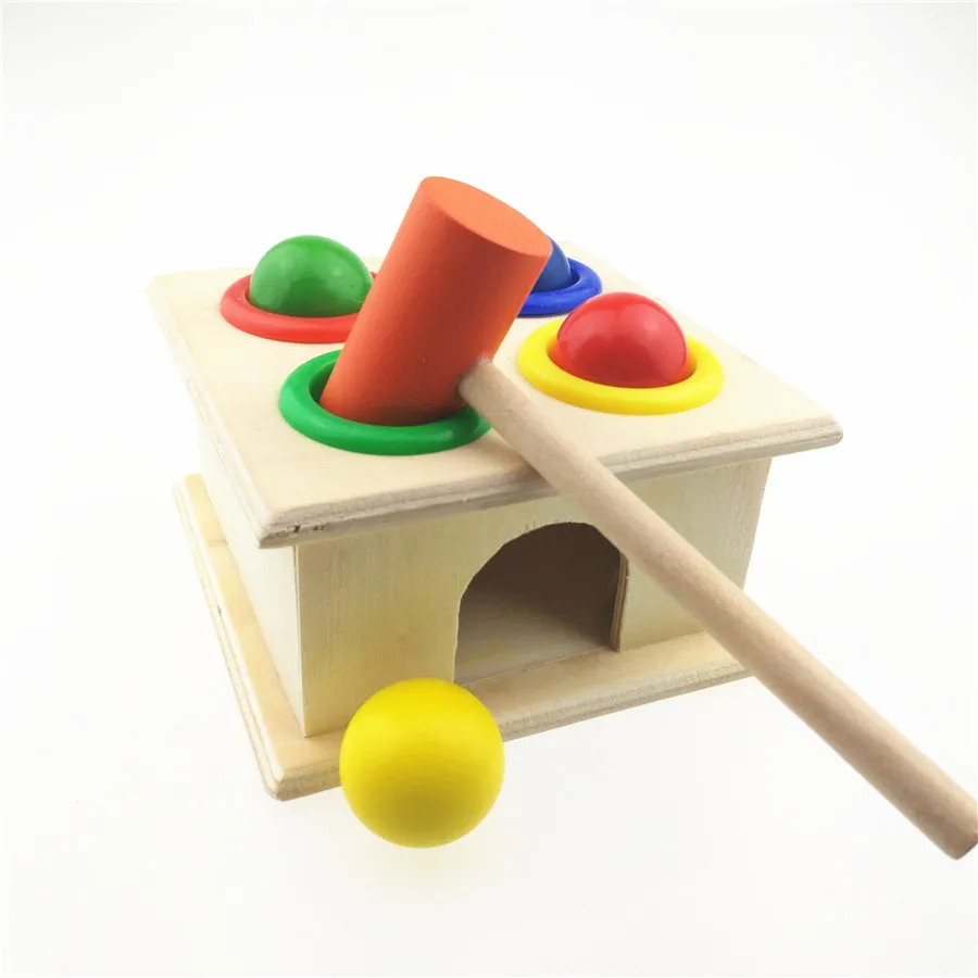 Wooden Playing Hamster Game Toy Hammering Ball Hammer Knocking Box Baby