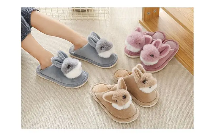 kids home shoes slippers girls cartoon rabbit indoor slippers children cotton slippers winter/auutmn baby warm shoes cute velvet