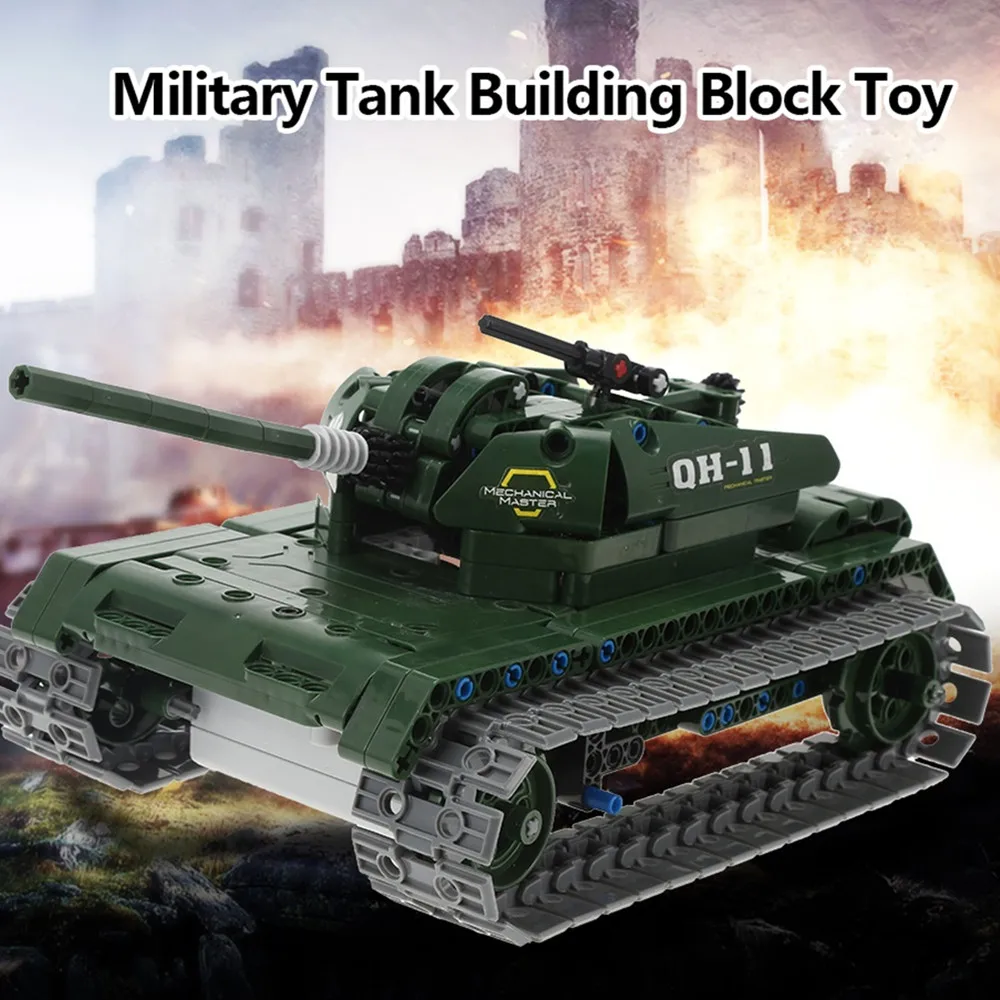 

Newest 453pcs Technic Military Remote Control RC Tank Can Rotate Turret Launch Missile Building Block Brick Toy