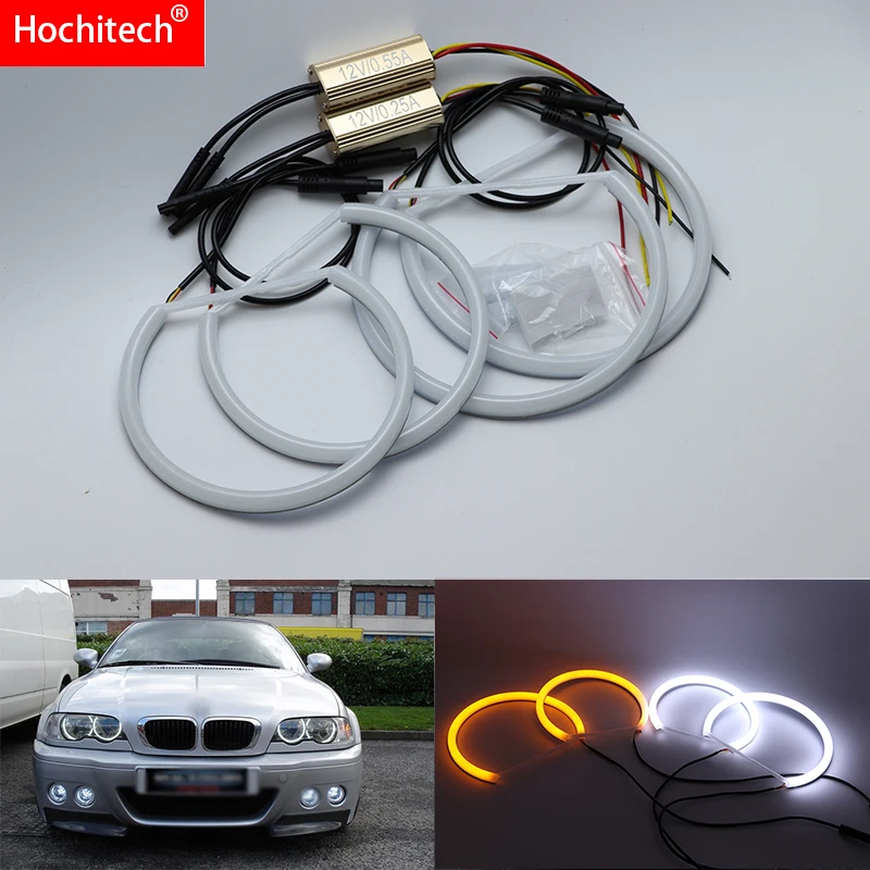 Для BMW E46 купе 1999 2003 без объектива белый и желтый двойной цвет хлопок комплект