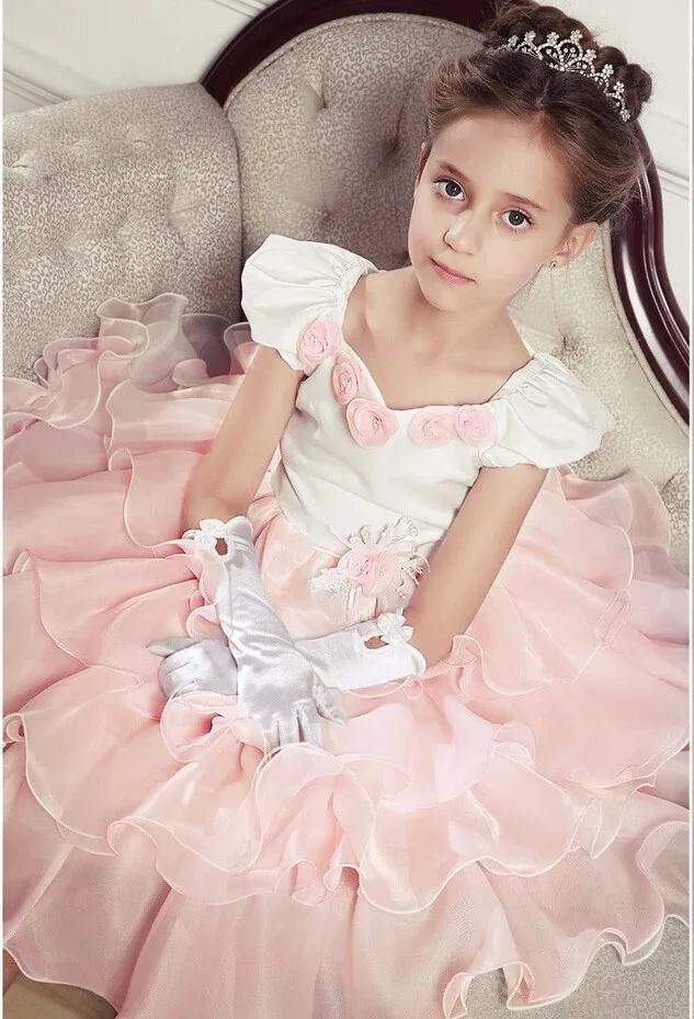 Полный платье принцессы розовый girlsl Летнее платье без рукавов вечернее платье свадебная детская одежда праздничное платье для девочек