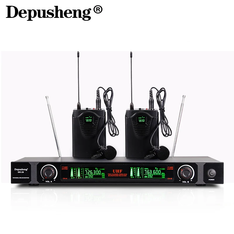 Depusheng VHF беспроводной микрофон системы доступны различные передатчик(ручной, Гусенек, bodaypack Mic - Цвет: Two lapel