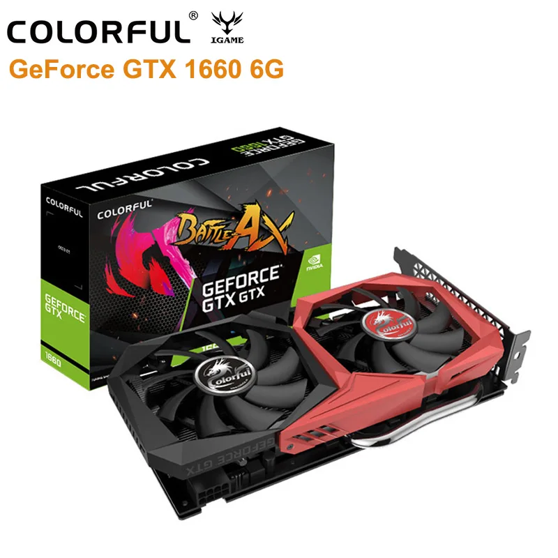 

Original Colorful Nvidia GeForce GTX 1660 6GB Video Graphics Card TU116 Core Battle Axe GDDR5 192bit 12nm 90MM Fan With HDMI DVI