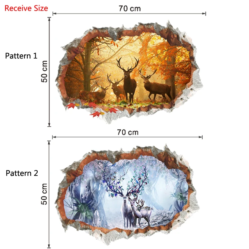 Разбитая стена 3D Олень Лось лес Наклейка на стену гостиная съемная для украшения дома Фоновые наклейки художественные наклейки с пейзажем