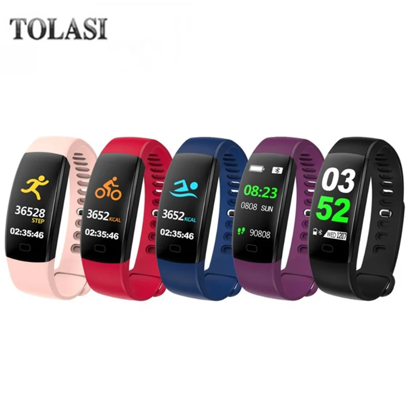 

TOLASI Smart Bracelet Color Screen Fitness Tracker IP67 Waterproof Blood Pressure Heart Rate Monitor Smart Band For Android IOS
