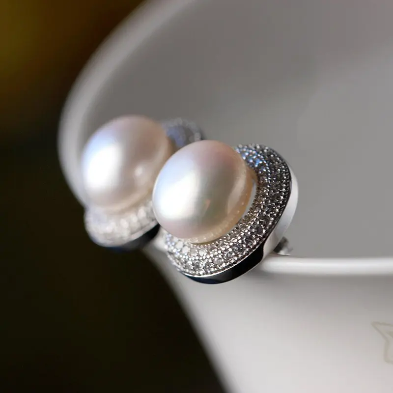 Гипоаллергенные серебряные серьги из серебра 925 пробы|pearl earrings|pearl earrings wholesaleround