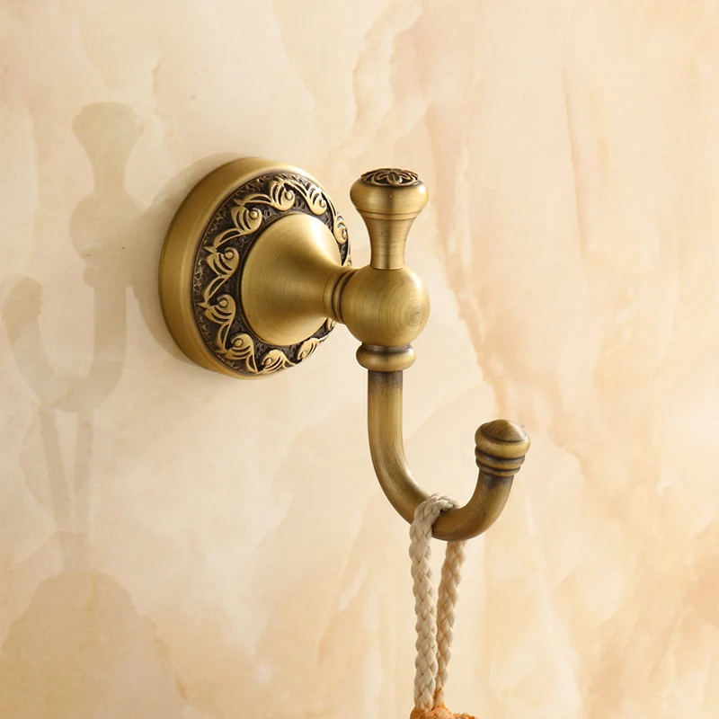 Antique Brass Bathroom Wall Mounted Brass Towel Hooks Bathroom Kitchen